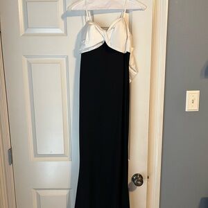 City Studio Strapless Black and White Dress with Bow
